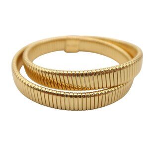 J CREW Gold Tone Omega Chain Double Wrap Stretch Bracelet Preppy Classic